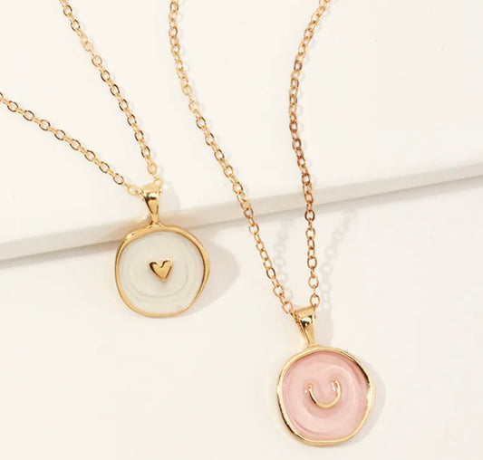 Round Heart Geometric Necklace