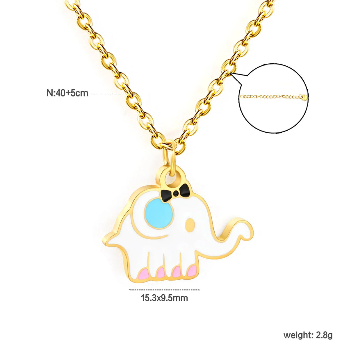 Gold Plated Premium Stainless Steel Elephant 0.4 Cross Round Tag